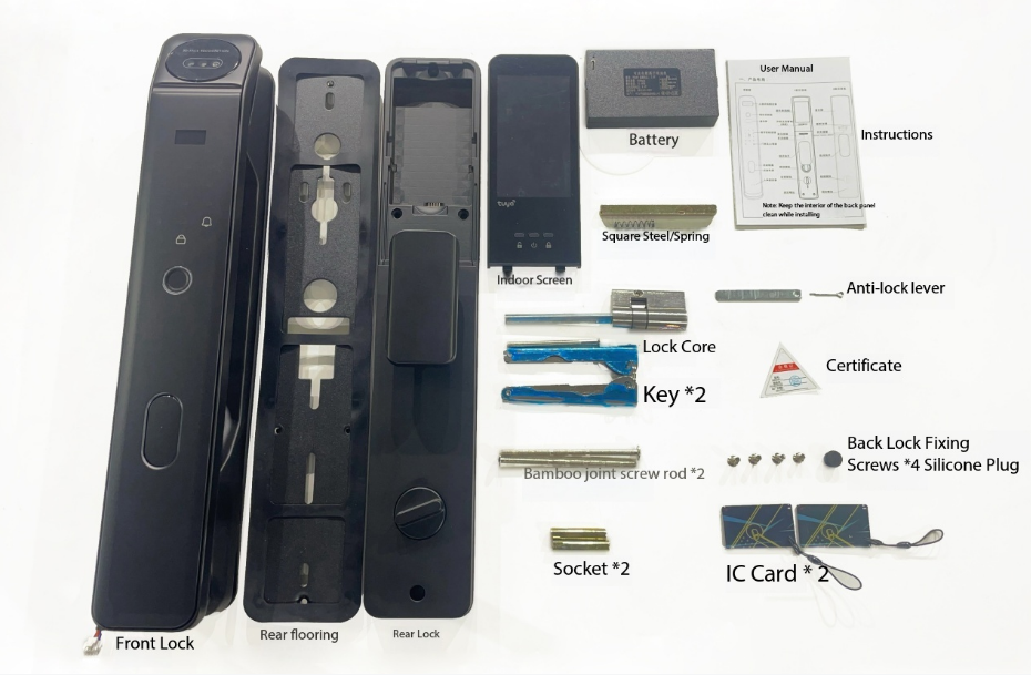 DDL3 smart lock exploded view with labeled components