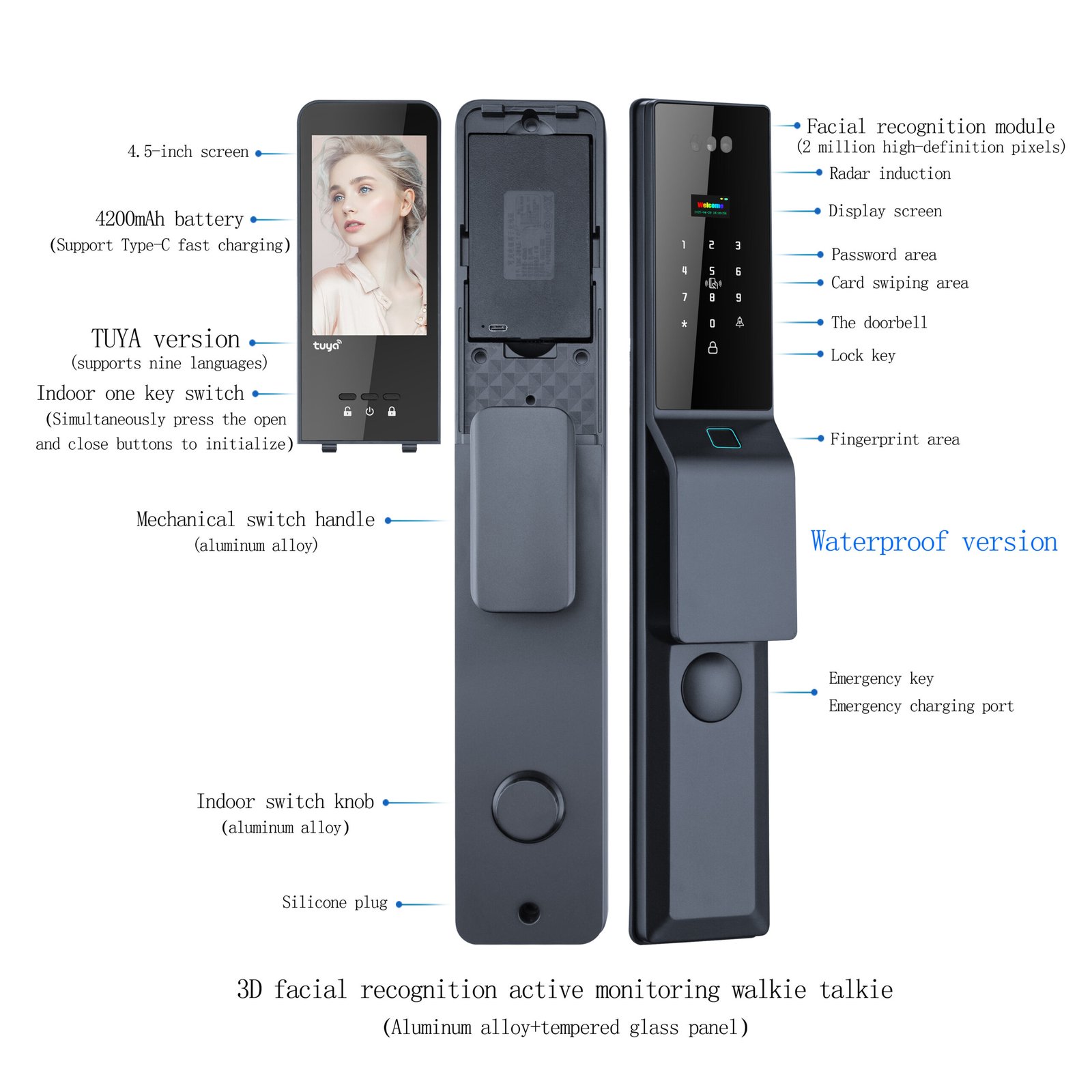 DDL5 waterproof smart lock structure and access features
