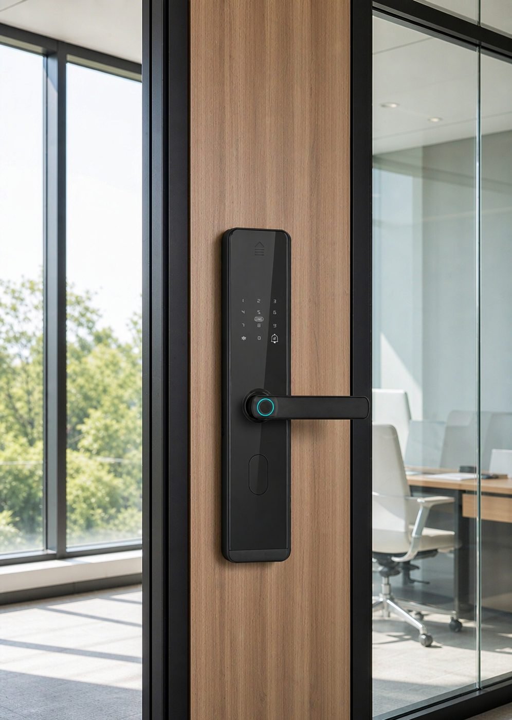DDA3 semi-automatic one-grip smart lock installed on an office interior door