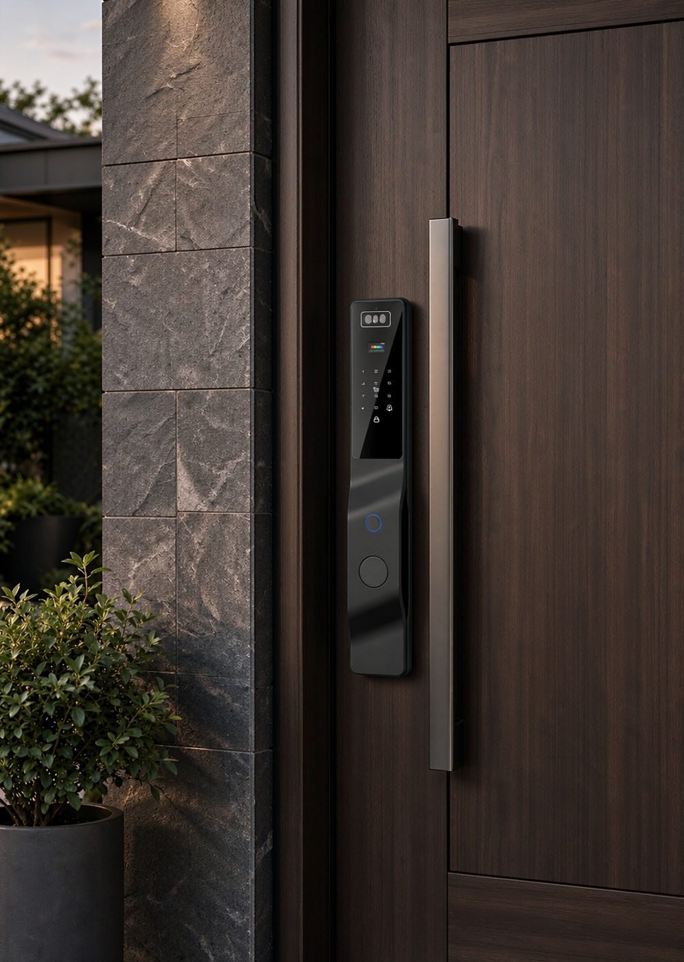 DDL9 facial recognition smart lock installed on a villa entrance door